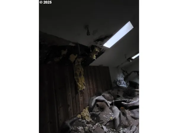a room with a fireplace