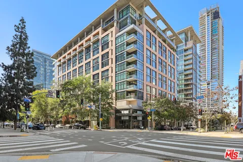 a view of a building and a street