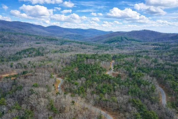 a view of a lush green hillside and a houses