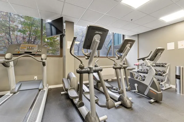 a view of a room with gym equipment