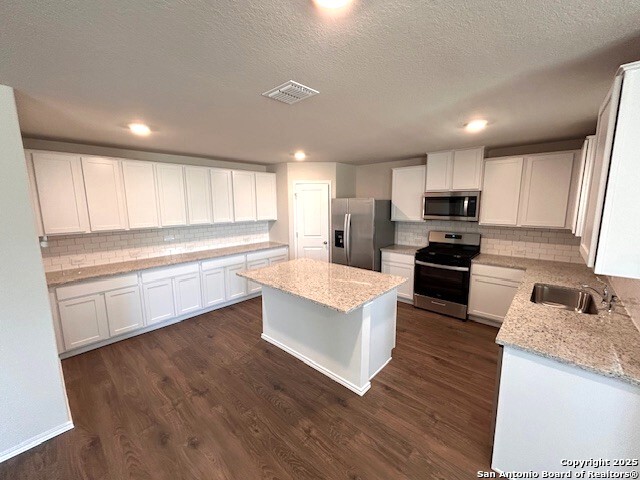 3815 Rusted Copper Bulverde, TX 78163 - Photo 9 of 36 a large kitchen with cabinets wooden floor and stainless steel appliances