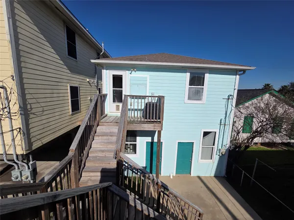 a porch with seating space