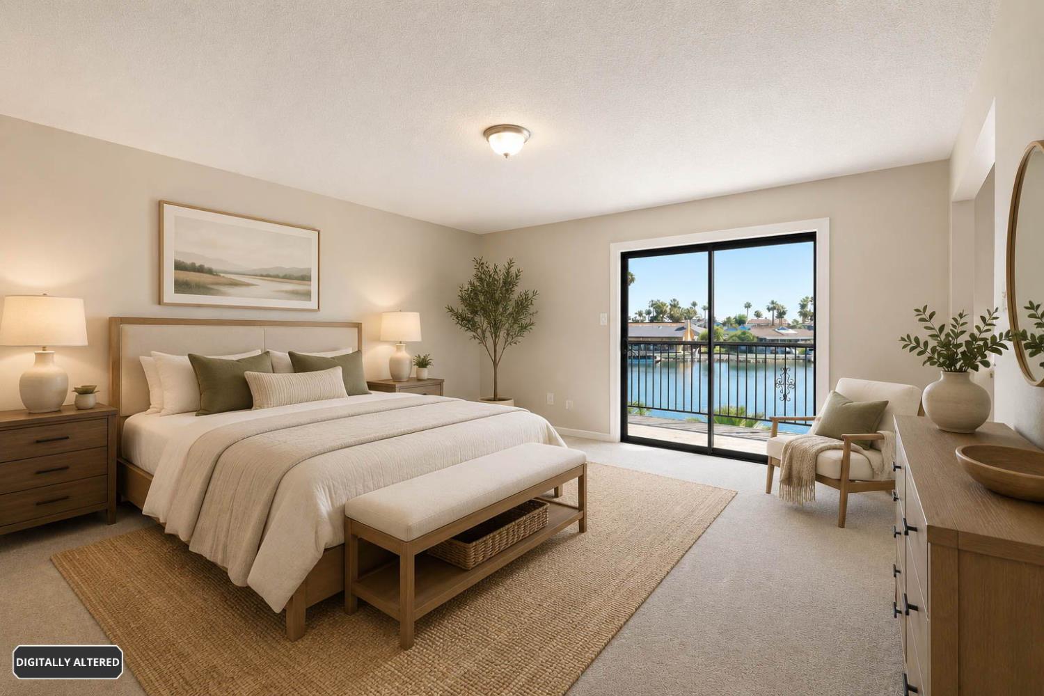 5501 Riverlake Road Discovery Bay, CA 94505 - Photo 28 of 60 a spacious bedroom with a bed and glass window