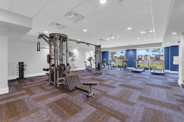 a view of a room with gym equipment