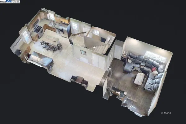 a kitchen with stainless steel appliances kitchen island granite countertop a table and chairs in it