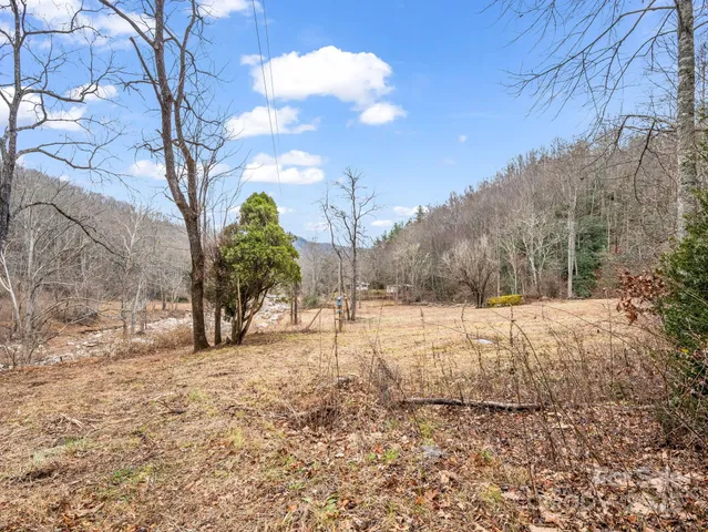 a view of a yard covered in snow