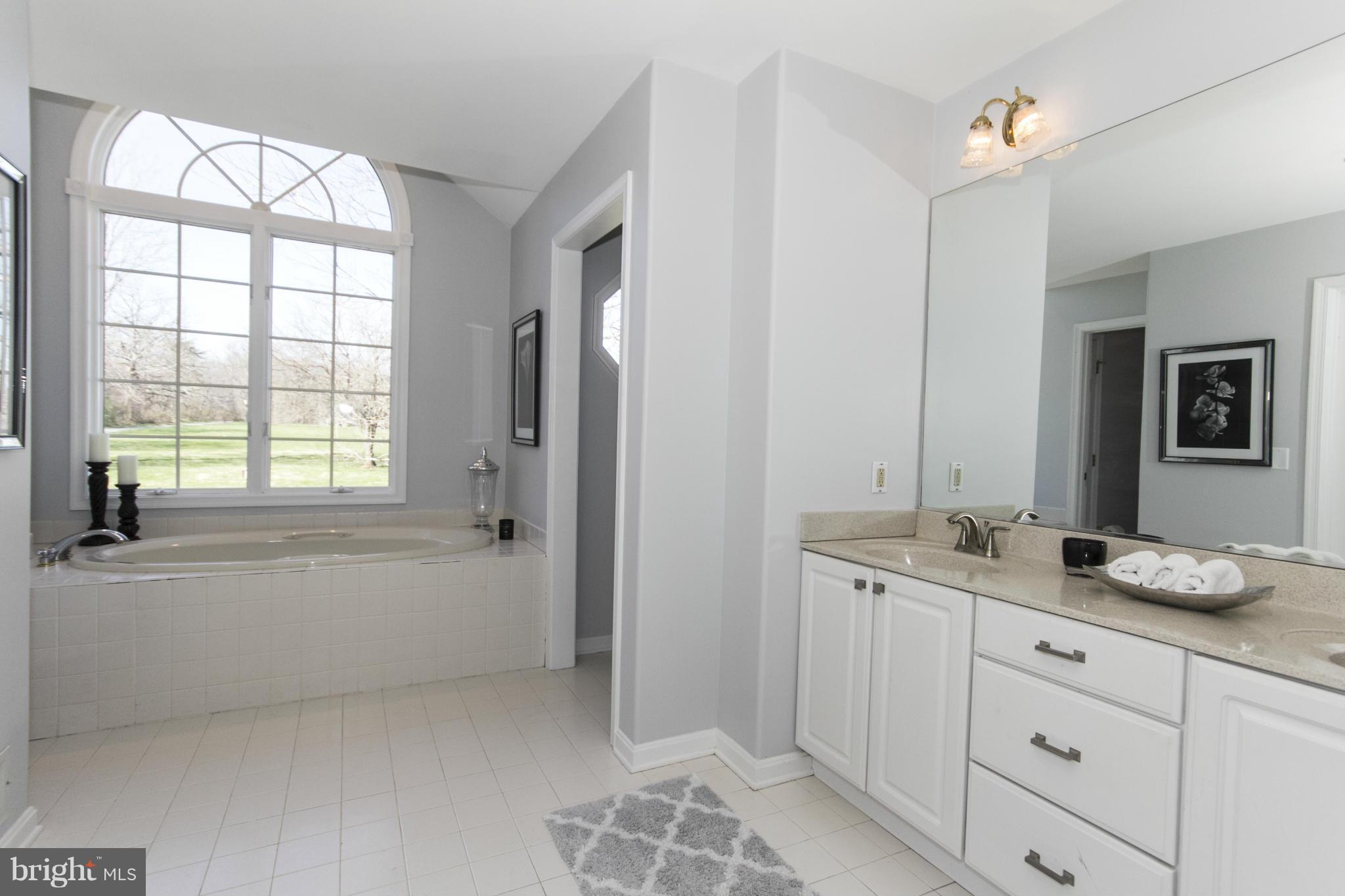 16200 Yeoho Road Sparks, MD 21152 - Photo 22 of 30 a bathroom with a granite countertop sink mirror bathtub and next to a window