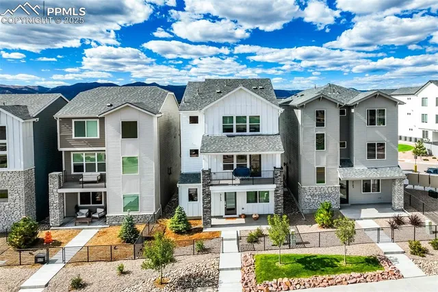 a front view of a building with balcony