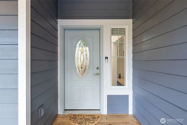 a view of a door of a house