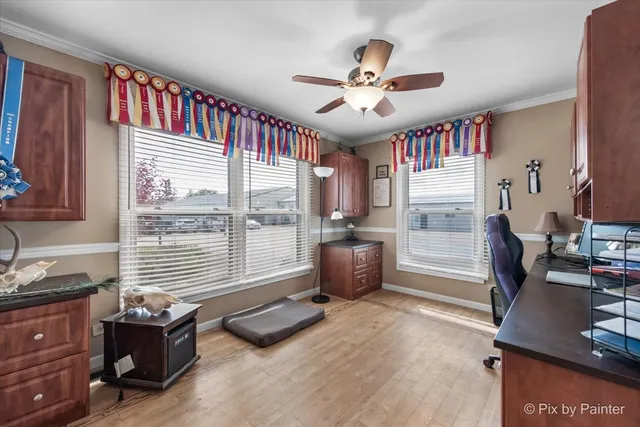 a view of a deck with a backyard