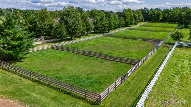 an aerial view of a house