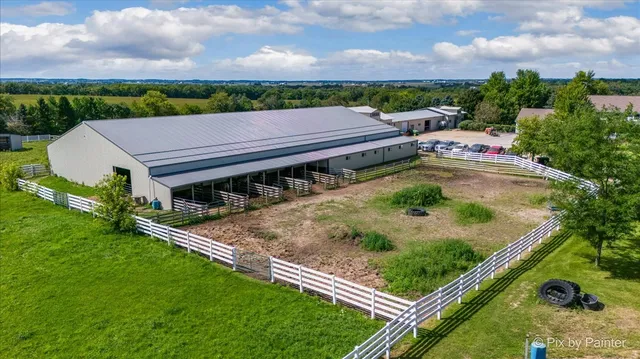 an aerial view of a house