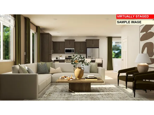 a living room with furniture potted plant and a fireplace