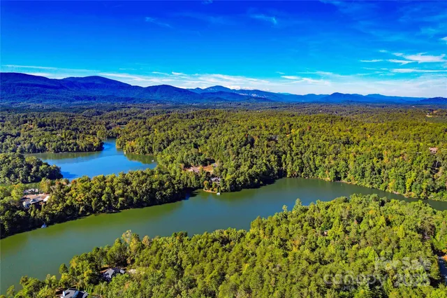 a view of a lake with a mountain in the background