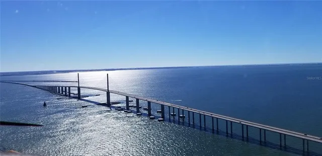 a view of a lake from a yard