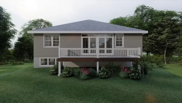 a house view with a garden space