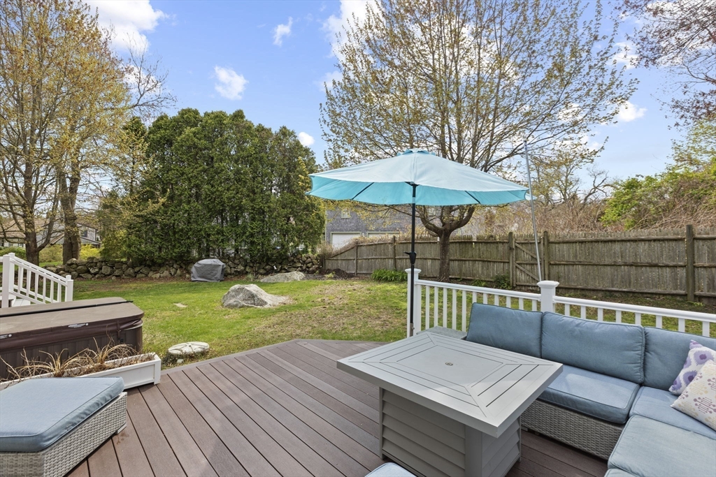 3 Marion Road Scituate, MA 02066 - Photo 24 of 30 a view of a deck with couches table and chairs under an umbrella