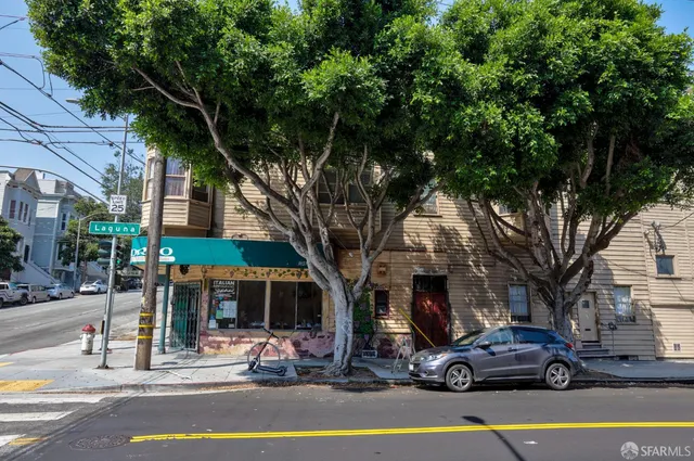 a view of a building with street view