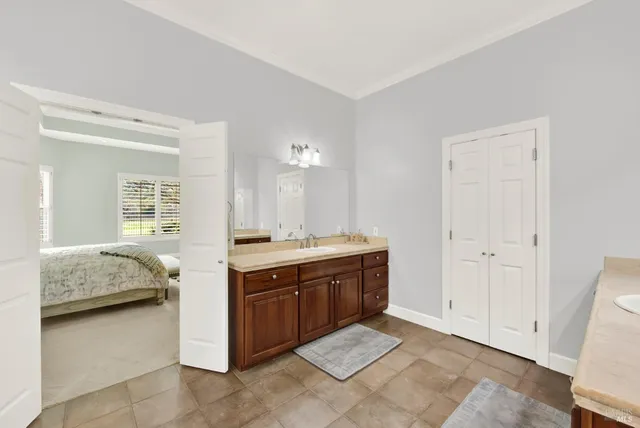 a view of a backyard with a garden and plants