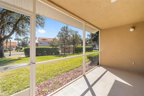 a view of a bench in a garden