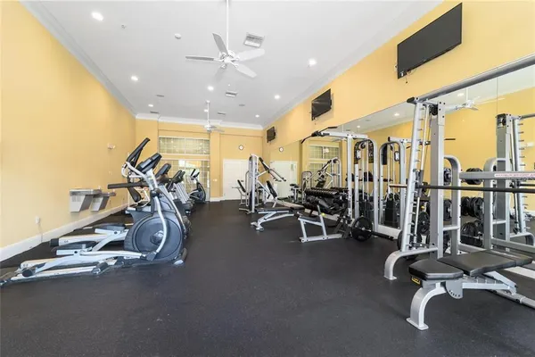 a view of a room with gym equipment