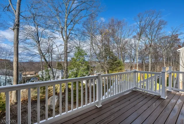 a view of a wooden roof deck