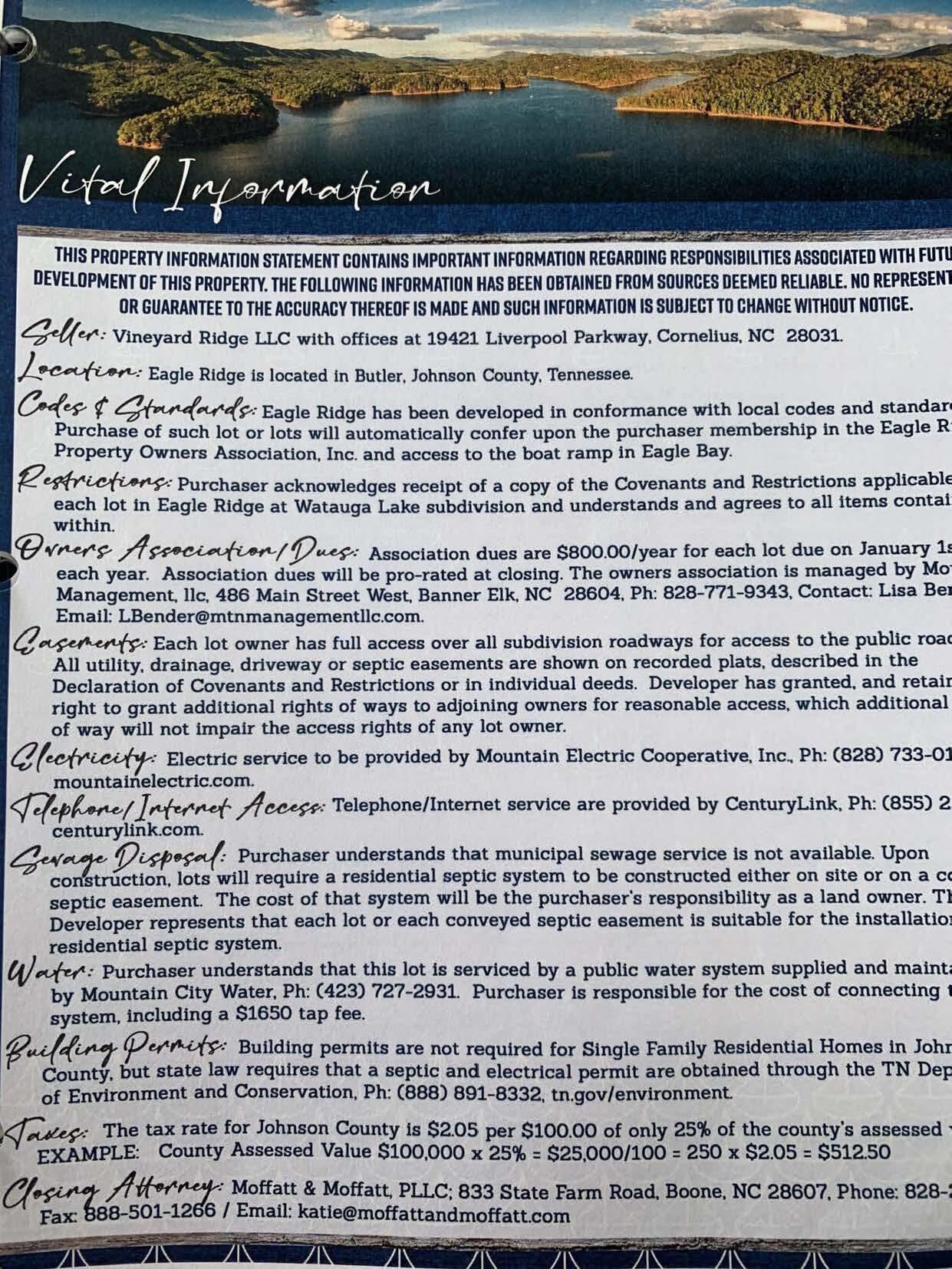 Lot 41 West Of Dry Hill Road, Unit 41 Butler, TN 37640 - Photo 26 of 26 Flyer_Vital_Info