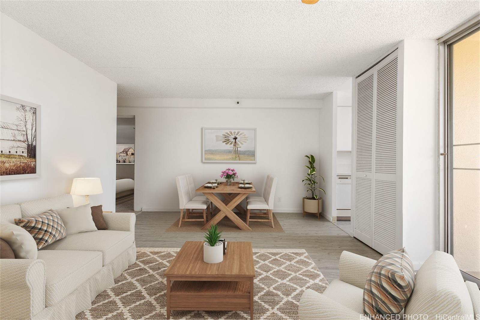 2916 Date Street, Unit 6G Honolulu, HI 96816 - Photo 2 of 20 a living room with furniture and wooden floor