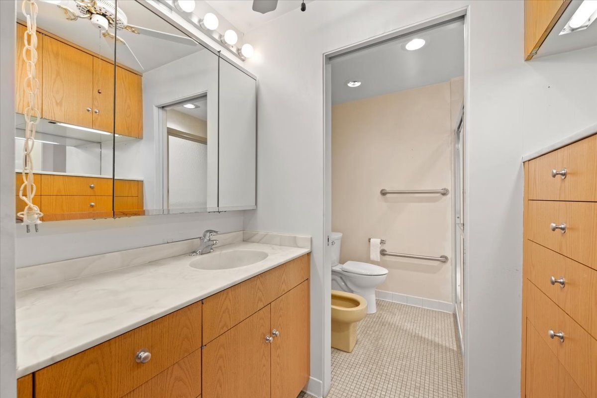 1730 West Galena Boulevard, Unit 402E Aurora, IL 60506 - Photo 21 of 26 a bathroom with a sink a toilet and shower