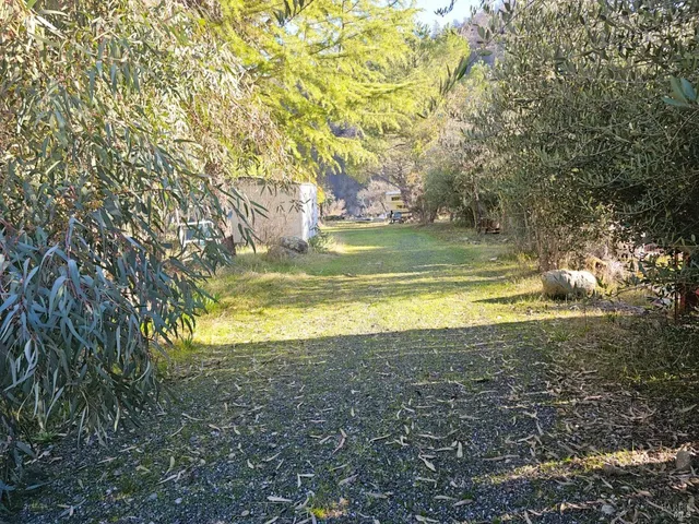 a view of a swimming pool with a yard