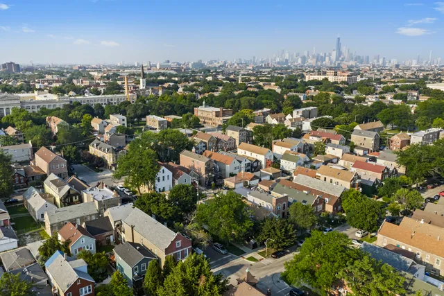 an aerial view of multiple house