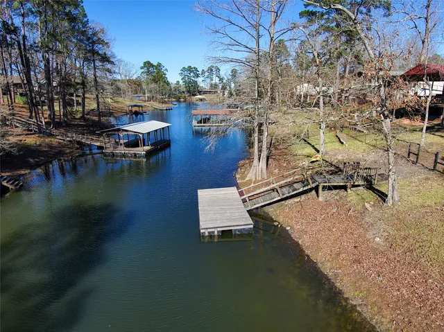 a view of a lake with houses