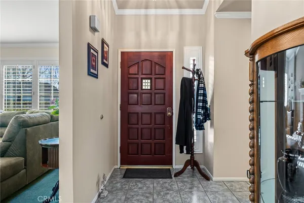 a view of front door with furniture