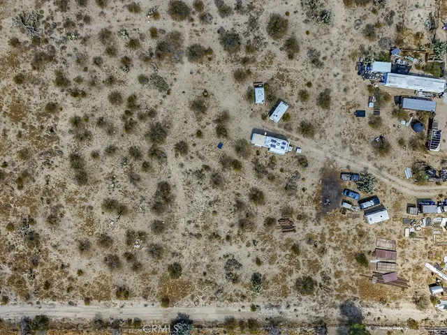 a view of a dry yard with trees