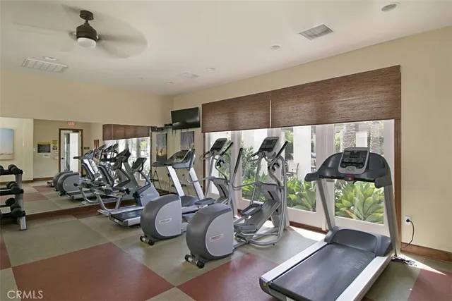 a view of a room with gym equipment