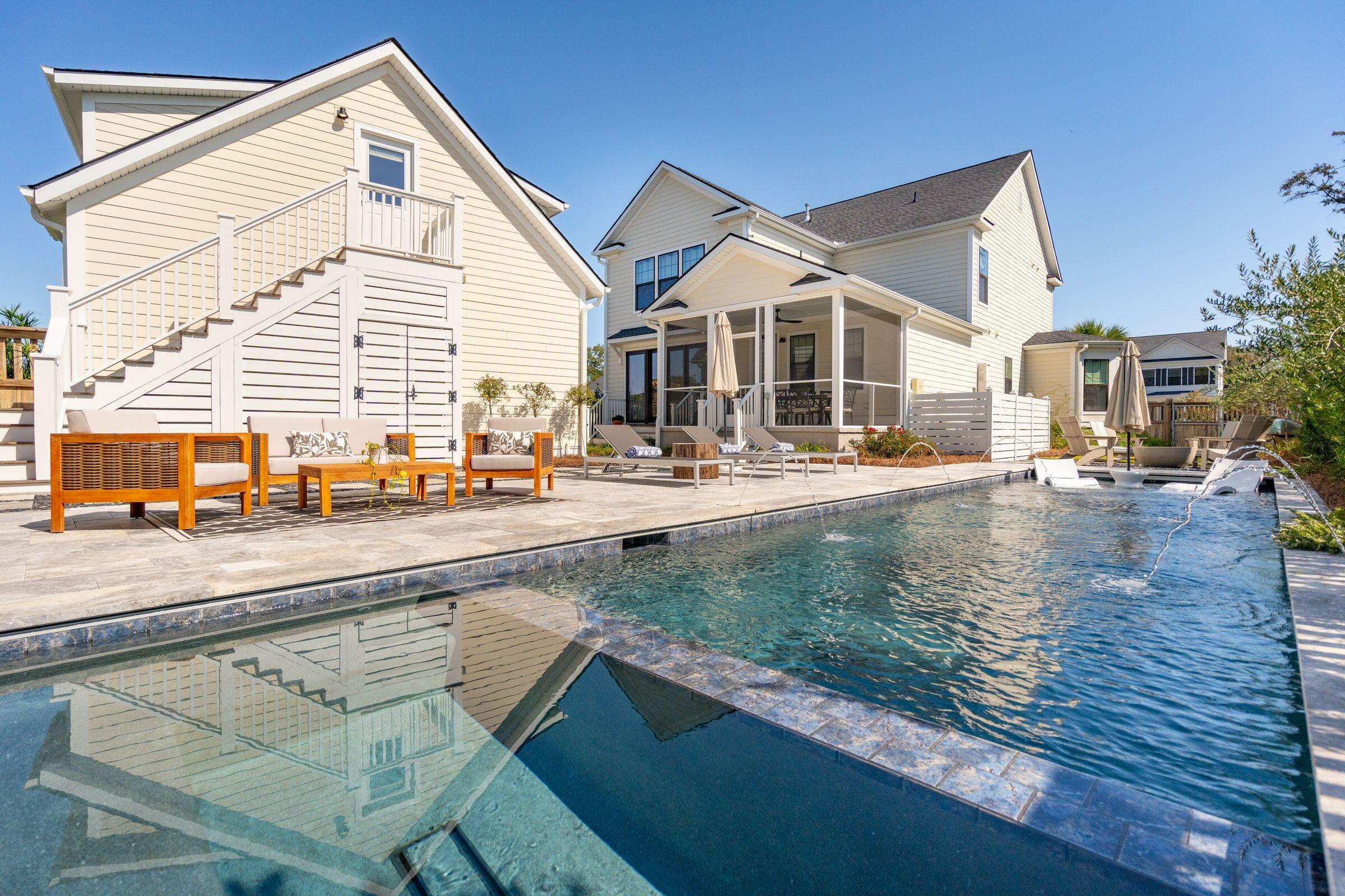 1541 Charming Nancy Road Charleston, SC 29412 - Photo 81 of 92 Pool Rear Yard View w/ Fountain On