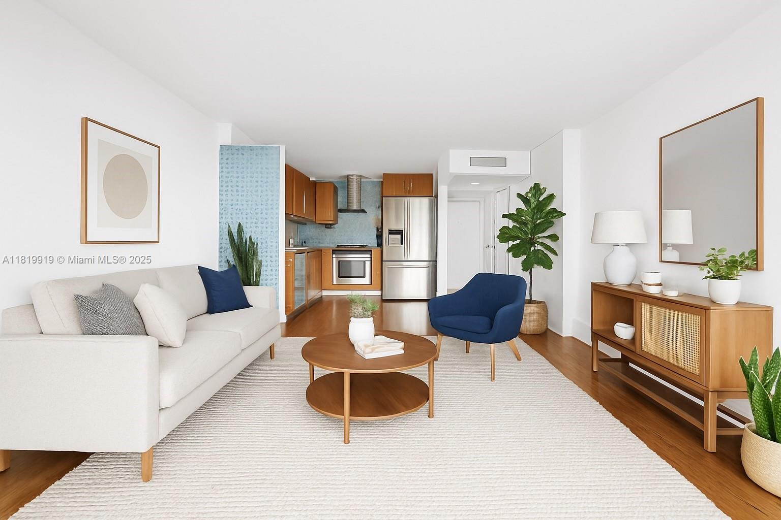 100 Bayview Drive, Unit 1223 Sunny Isles Beach, FL 33160 - Photo 1 of 34 a living room with furniture a rug and a potted plant