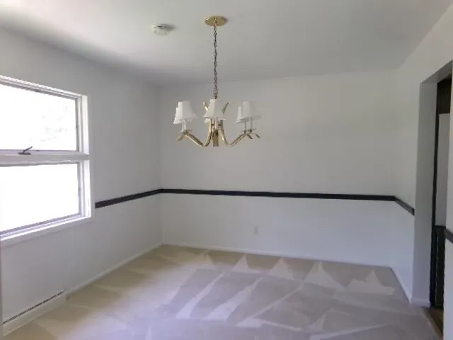 a view of a chandelier in a room