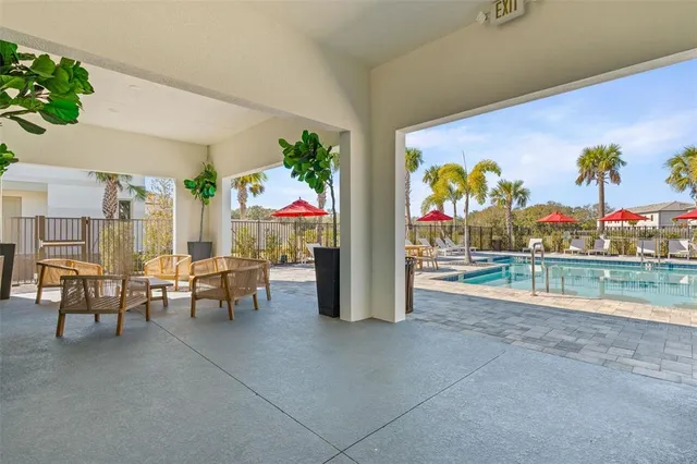 a view of outdoor space with seating area