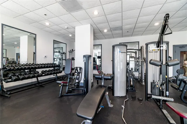 a view of a room with gym equipment