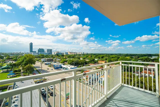 a view of city from a balcony