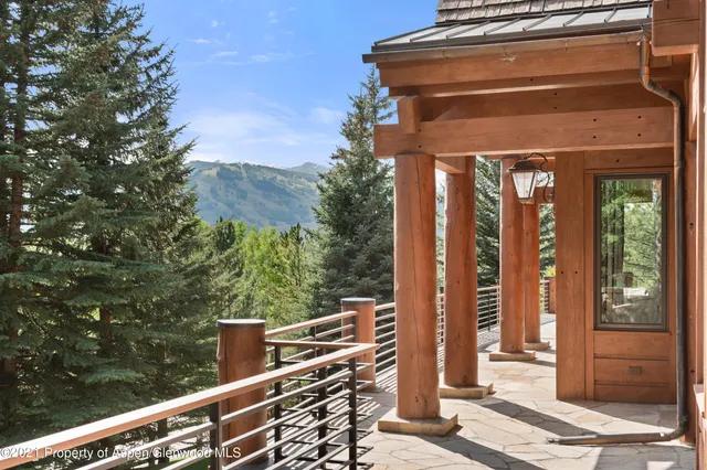 a view of a building from a balcony