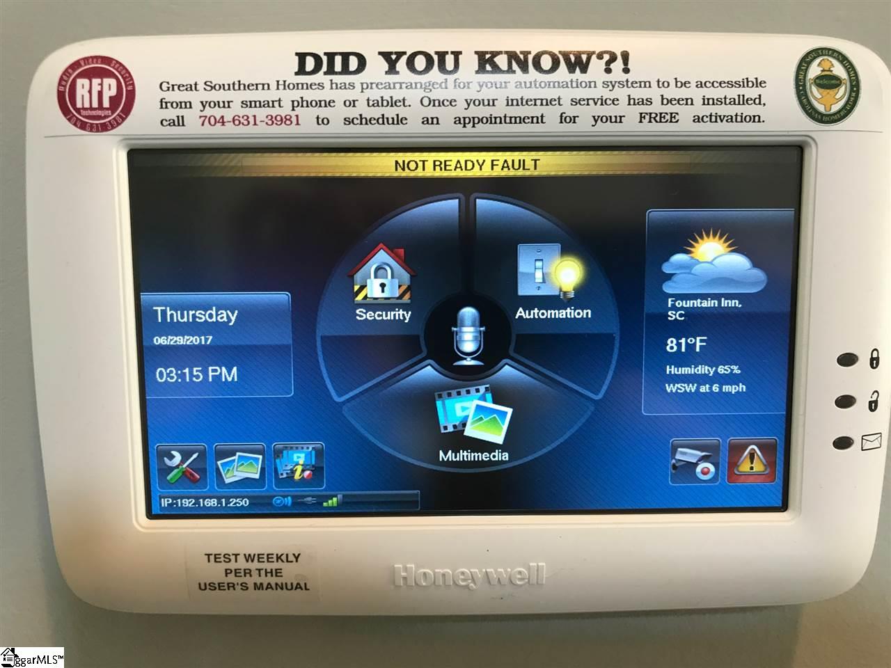 9 Ellard Court Fountain Inn, SC 29644 - Photo 2 of 3 Live Green/Live Smart technology. This Smart home feature controls lighting, thermostat settings and security. It can be programmed to your smart phone and run remotely when away from home!