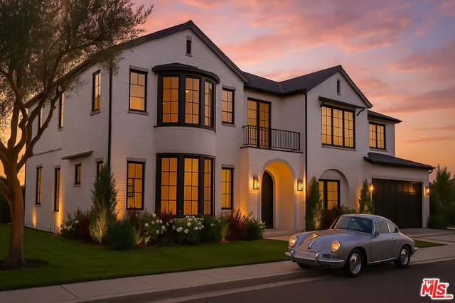 a couple of cars parked in front of a house