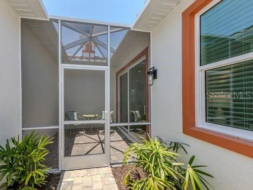 a front view of a house with patio