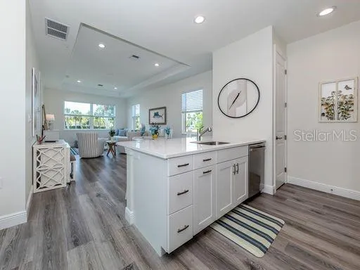 a large kitchen with a lot of counter space