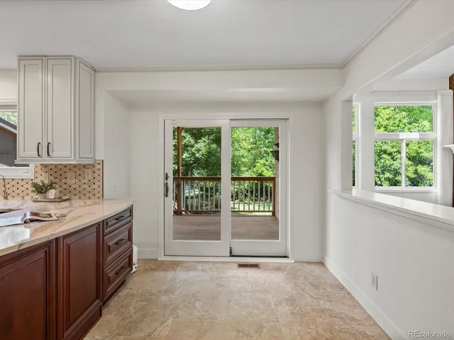 an empty room with sliding door