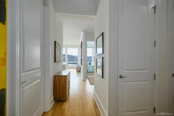 a view of a bathroom from the hallway