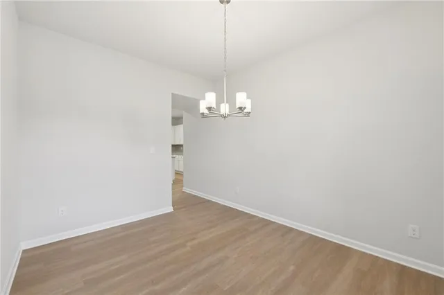 a view of a chandelier in a room