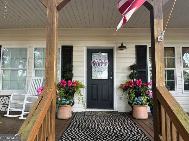 a house view with a potted plant